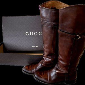 Gucci, Eleonora Leather Riding Boot, Dark Brown from Gucci